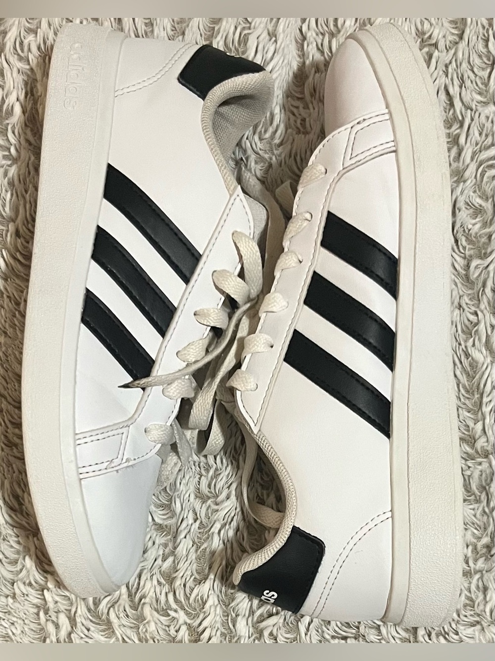 adidas White Sneakers with Black 3-Stripes
